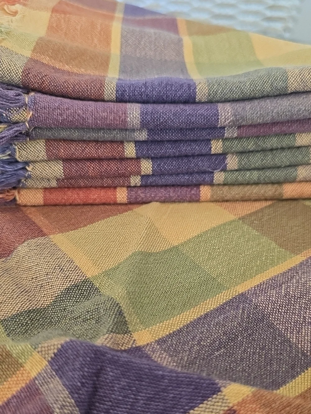 Plaid Fall Colors Cloth Napkins, Set of 8